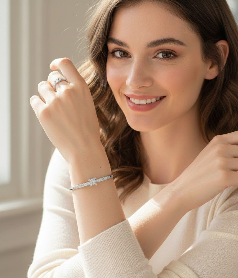 Luxury LV-Inspired Crown Bangle & Ring Set