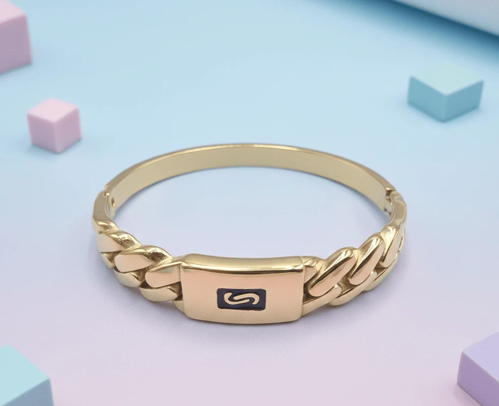 Chain Accent Hinged Bangle