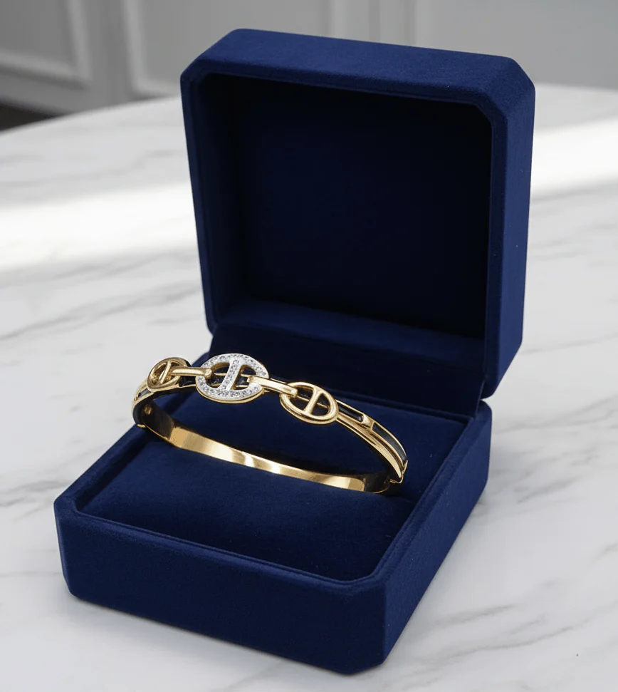 Crystal Link Hinged Bangle