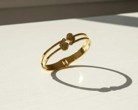Double Heart Crystal Bangle