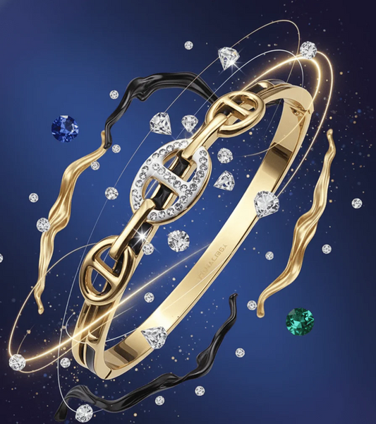 Crystal Link Hinged Bangle